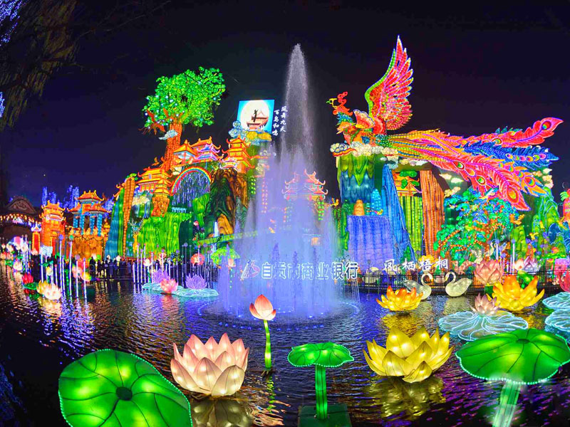 凤栖梧桐,经典彩灯,自贡彩灯,造型彩灯