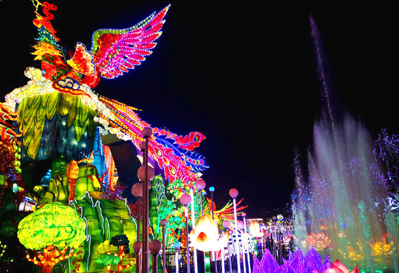 凤栖梧桐,经典彩灯,自贡彩灯,造型彩灯